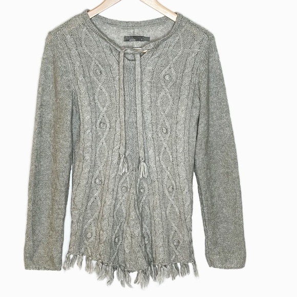 𝅺PRANA Shelby Wool Blend Poncho Fringe Sweater Size Small - Picture 4 of 11